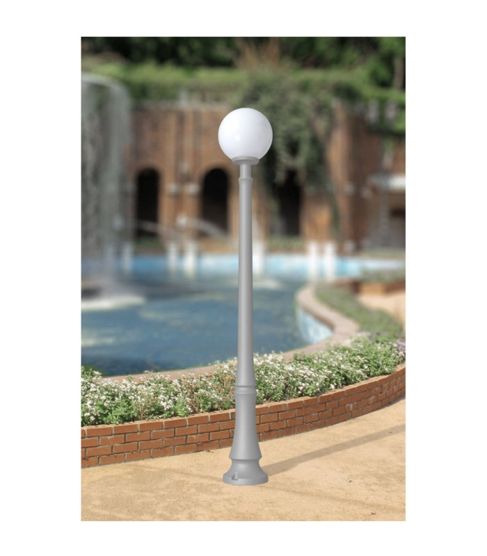 Dino 11W CCT Lamp Post Light with 300mm Opal Globe Grey IP55