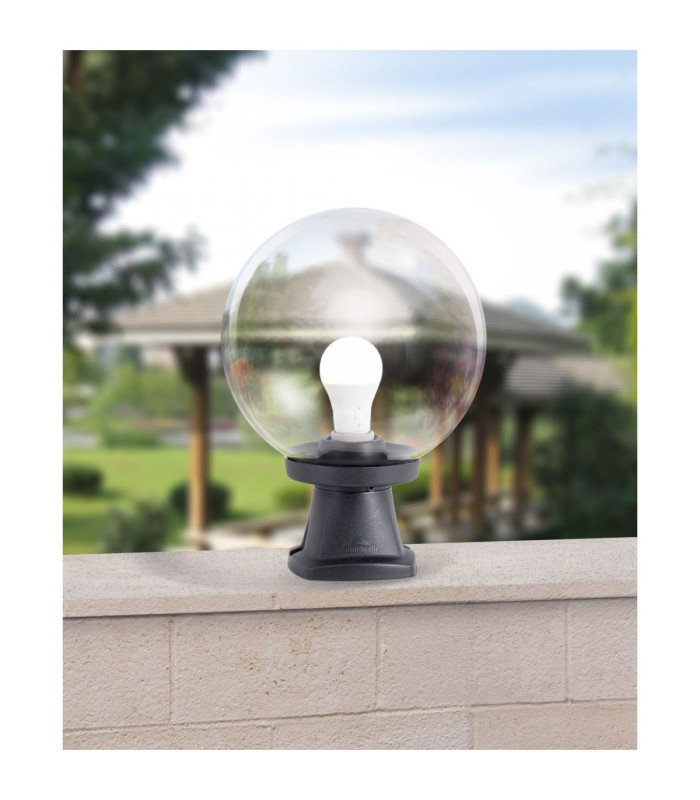 Disma Clear Pedestal E27 Wall Light Black IP55