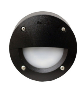 ExtraLeti100 Round Eyelid Opal LED GX53 3W Wall Light Black IP66