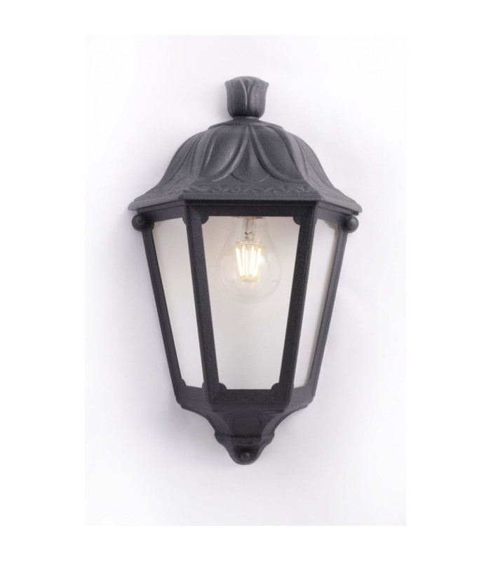 Iesse Clear E27 Half Wall Lantern Light Black IP55-1