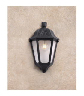 Iesse Clear E27 Half Wall Lantern Light Black IP55-2