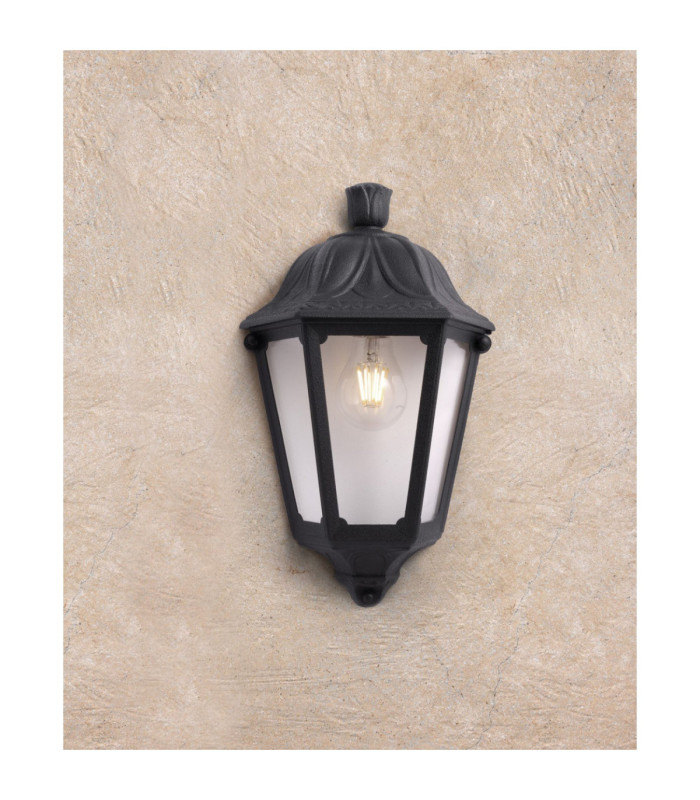 Iesse Clear E27 Half Wall Lantern Light Black IP55-2
