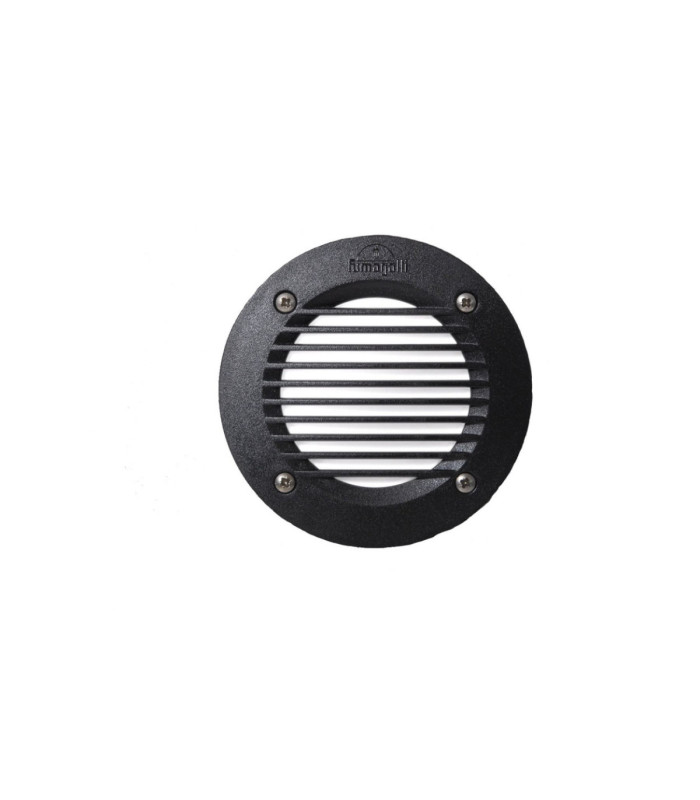 Leti 100mm Round Grill LED GX53 3W Recessed Wall Light Black IP66