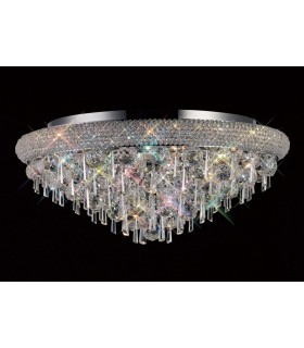 Flush Ceiling 9 Light Polished Chrome, Crystal - 2