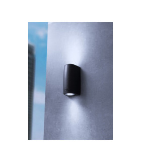 Marta 90mm Up Down Wall Light Frosted LED GU10 7W CCT Black IP55-2