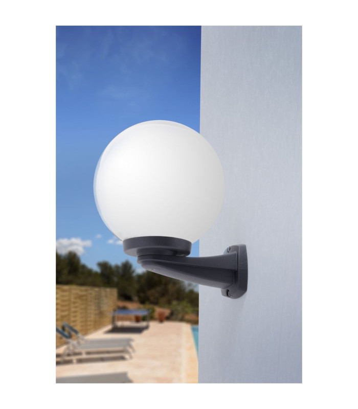 Nardo Opal 250mm Globe Wall Globe Light Black IP55