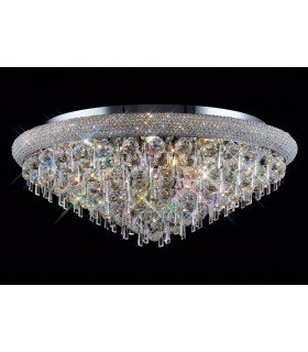 Flush Ceiling 16 Light Polished Chrome, Crystal - 2