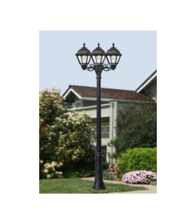 Ricu Bisso Cefa Clear E27 8.5W CCT 3-Light Large Lamp Post Black IP55-2