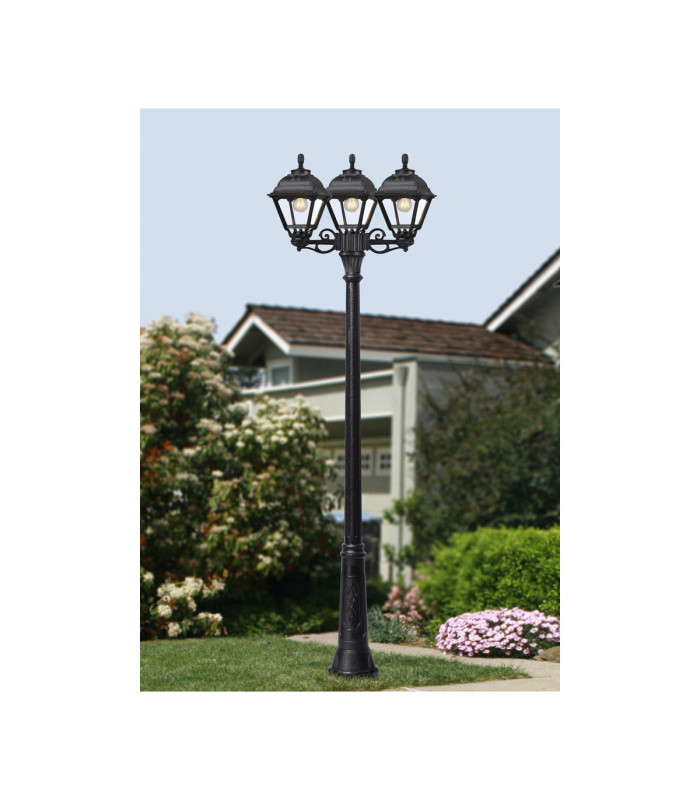Ricu Bisso Cefa Clear E27 8.5W CCT 3-Light Large Lamp Post Black IP55-2