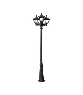 Ricu Bisso Golia Clear E27 8.5W CCT 3-Light Large Lamp Post Black IP55-1