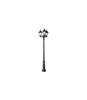 Ricu Bisso Rut Clear E27 3-Light Large Lamp Post Black IP55-1