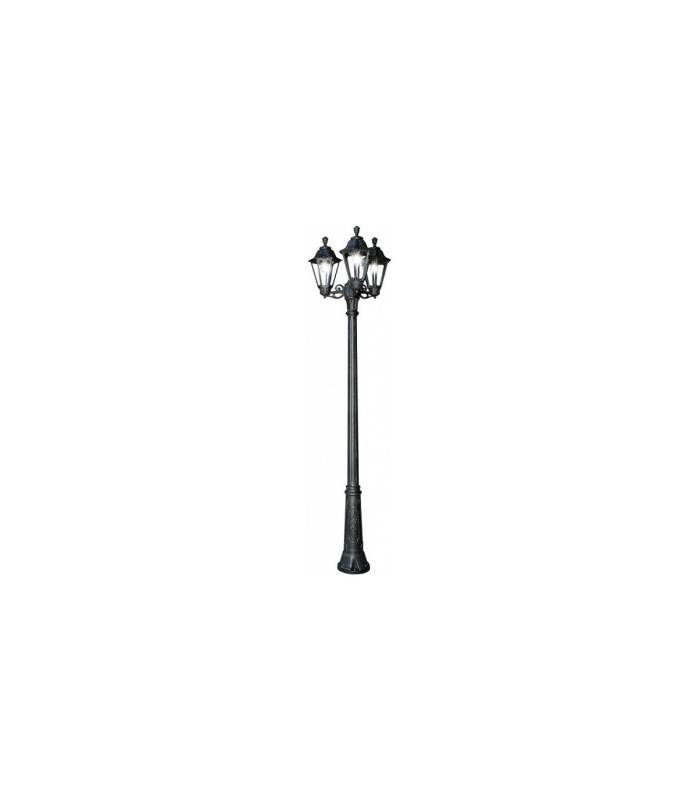 Ricu Bisso Rut Clear E27 3-Light Large Lamp Post Black IP55-1