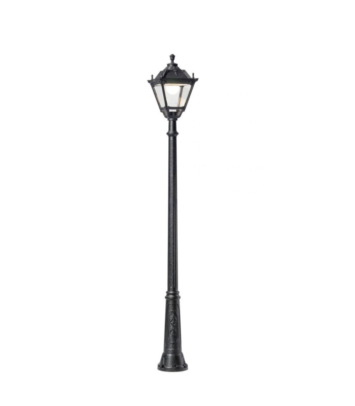 Ricu Tobia Clear E27 30W 3K Tall Single Lamp Post Light Black IP55-1
