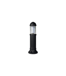 Sauro 800 Chrome Louvre Clear E27 Bollard Post Light Black IP55-1