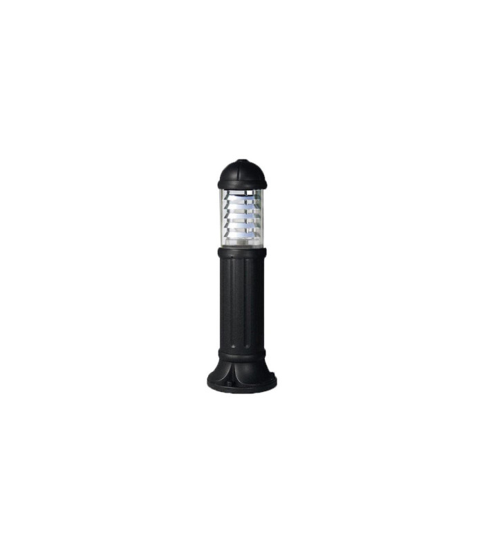 Sauro 800 Chrome Louvre Clear E27 Bollard Post Light Black IP55-1