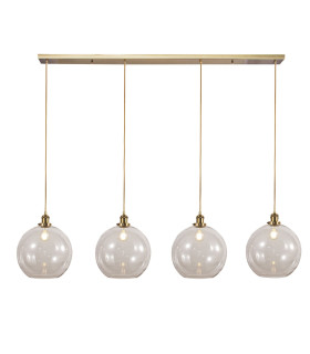 Lewis 4 Light Medium Glass Ball Bar Pendant Ceiling Light Antique Brass-1