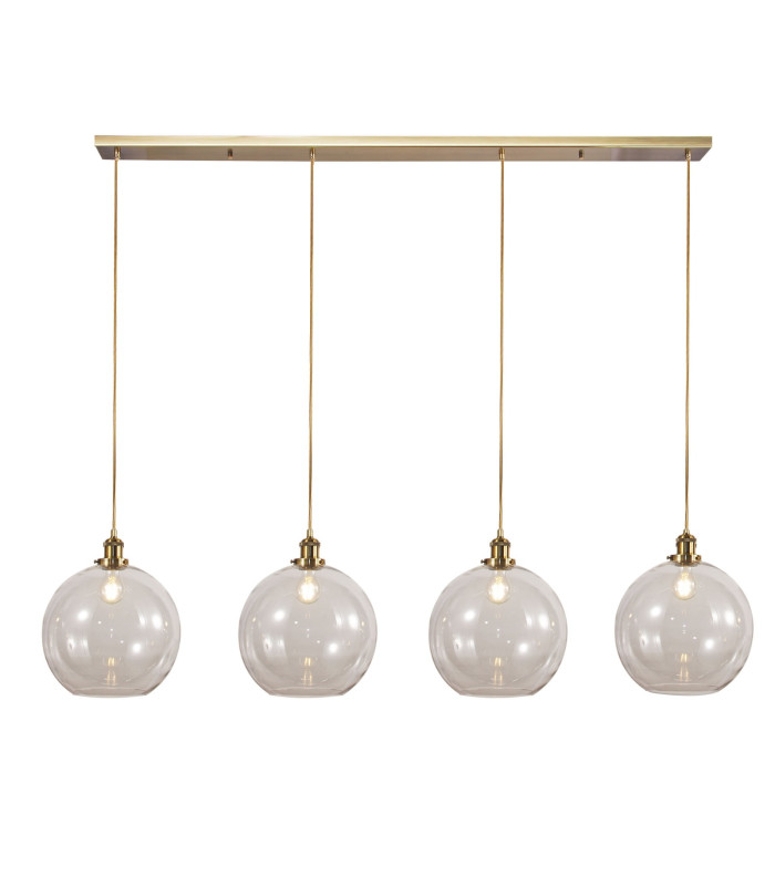 Lewis 4 Light Medium Glass Ball Bar Pendant Ceiling Light Antique Brass-1