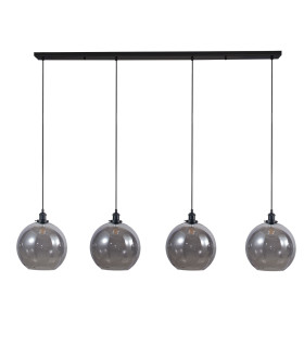 Lewis 4 Light Medium Glass Ball Bar Pendant Ceiling Light Matt Black-1