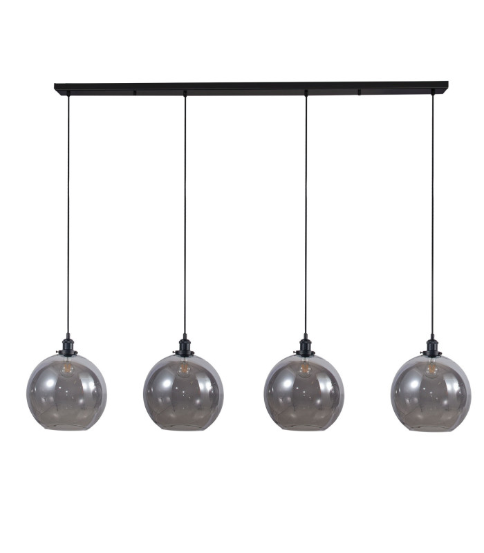 Lewis 4 Light Medium Glass Ball Bar Pendant Ceiling Light Matt Black-1