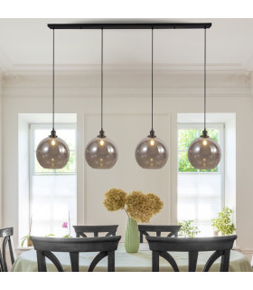 Lewis 4 Light Medium Glass Ball Bar Pendant Ceiling Light Matt Black-2