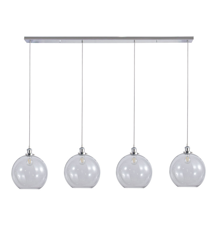 Lewis 4 Light Medium Glass Ball Bar Pendant Ceiling Light Polished Chrome-1