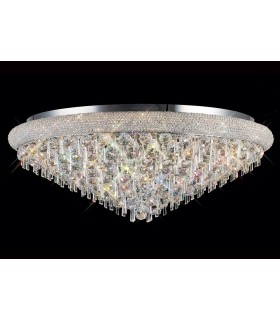 Flush Ceiling 18 Light Polished Chrome, Crystal - 2