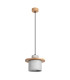 Mab Slim Pendant Ceiling Light Grey Natural Wood 1x E27-1