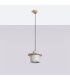 Mab Slim Pendant Ceiling Light Grey Natural Wood 1x E27-2