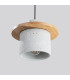 Mab Slim Pendant Ceiling Light Grey Natural Wood 1x E27-6