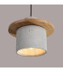Mab Slim Pendant Ceiling Light Grey Natural Wood 1x E27-8