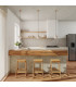 Mab Slim Pendant Ceiling Light Grey Natural Wood 1x E27-13