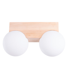 Bulbo Globe Ceiling Light Natural Wood White 2x G9-1