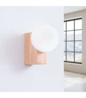 Bulbo Globe Wall Lights Natural Wood White 1x G9-2