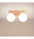 Bulbo Globe Ceiling Light Natural Wood White 2x G9-3