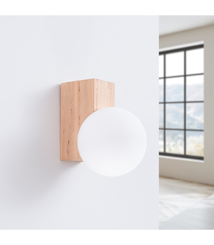 Bulbo Globe Wall Lights Natural Wood White 1x G9-4