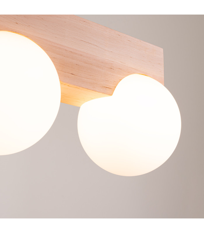 Bulbo Globe Ceiling Light Natural Wood White 2x G9-4