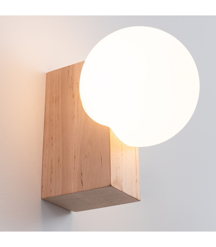 Bulbo Globe Wall Lights Natural Wood White 1x G9-5