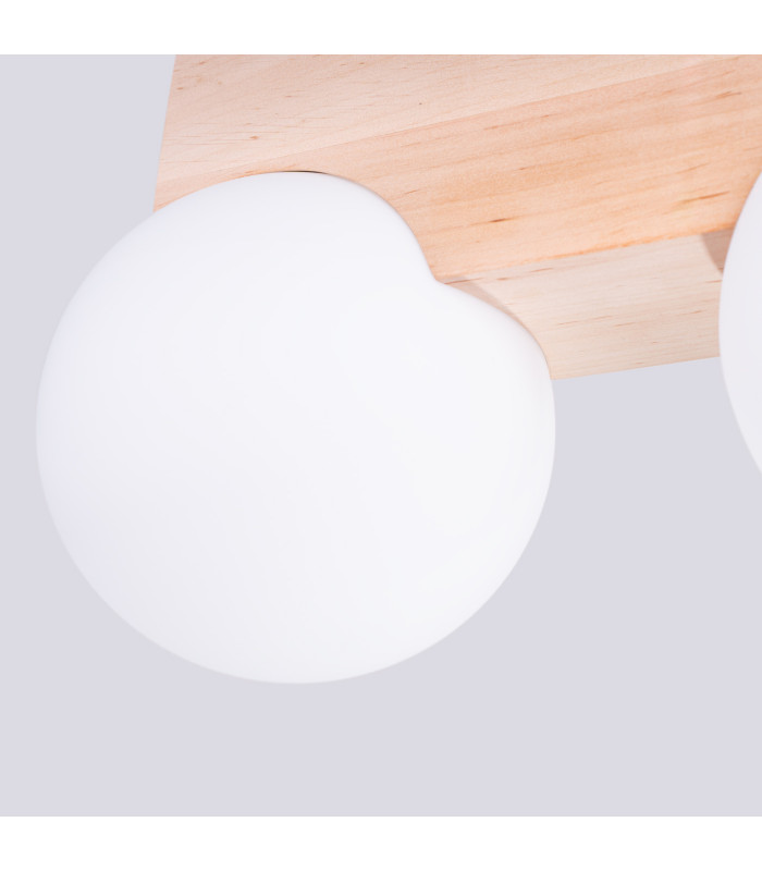 Bulbo Globe Ceiling Light Natural Wood White 2x G9-5