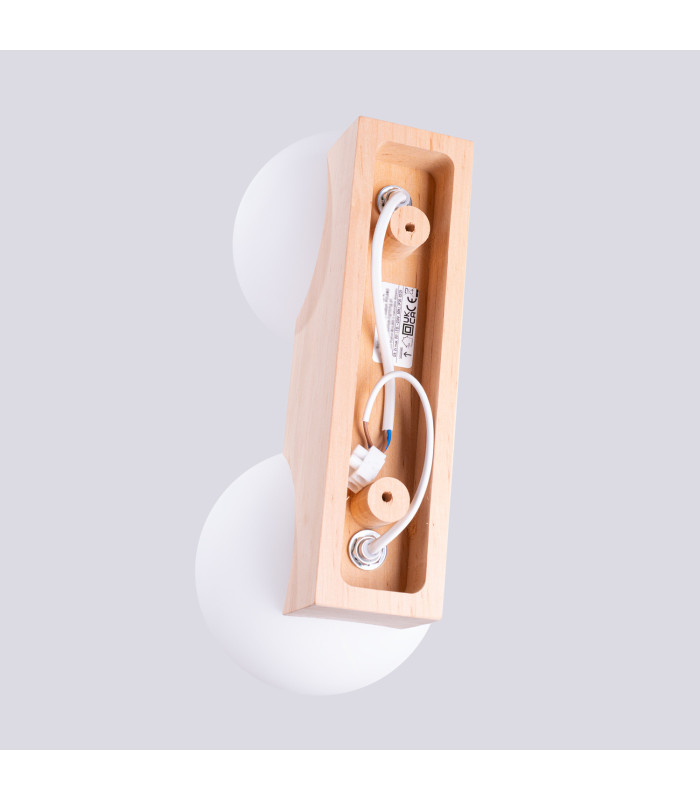 Bulbo Globe Ceiling Light Natural Wood White 2x G9-7