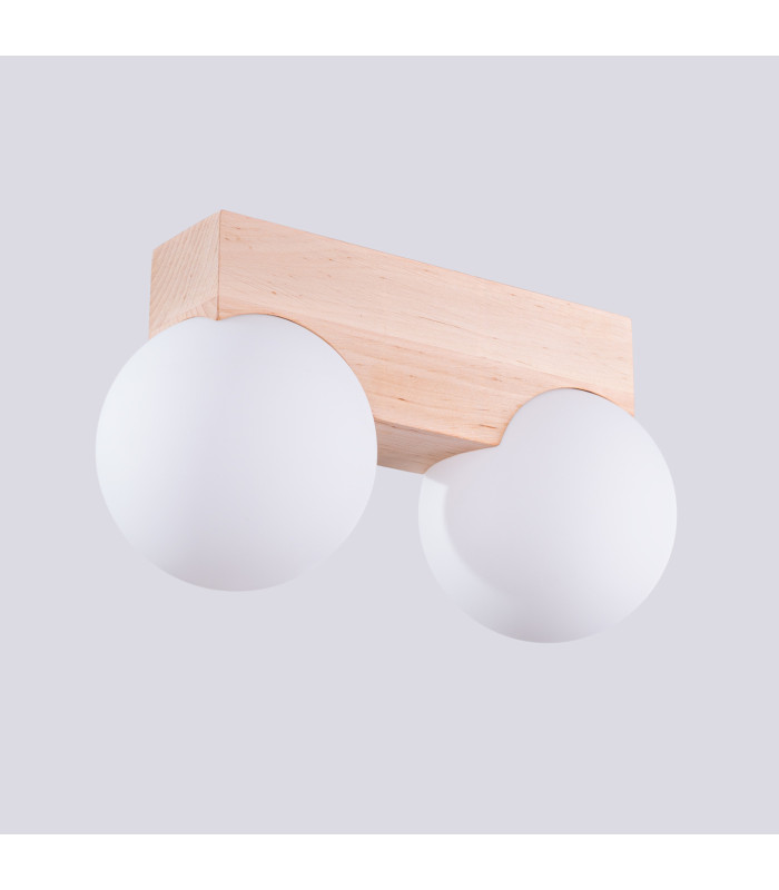 Bulbo Globe Ceiling Light Natural Wood White 2x G9-8