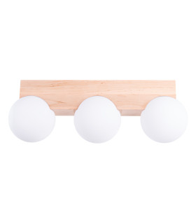 Bulbo Globe Ceiling Light Natural Wood White 3x G9-1