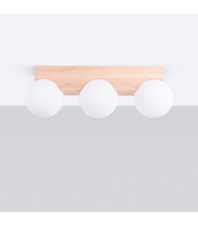 Bulbo Globe Ceiling Light Natural Wood White 3x G9-2