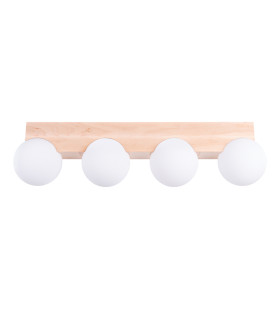 Bulbo Globe Ceiling Light Natural Wood White 4x G9-1