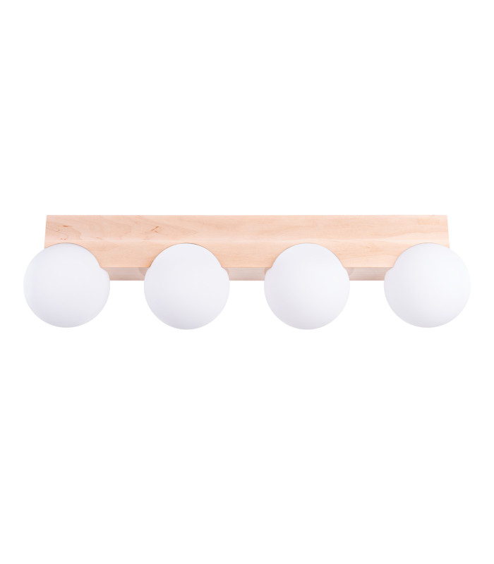 Bulbo Globe Ceiling Light Natural Wood White 4x G9-1
