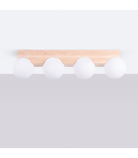 Bulbo Globe Ceiling Light Natural Wood White 4x G9-2