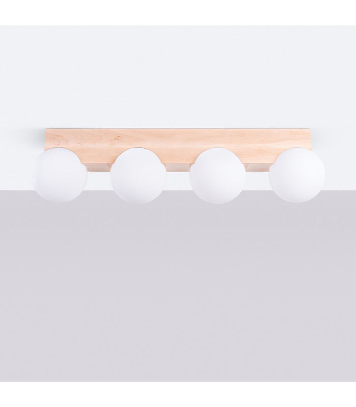 Bulbo Globe Ceiling Light Natural Wood White 4x G9-2