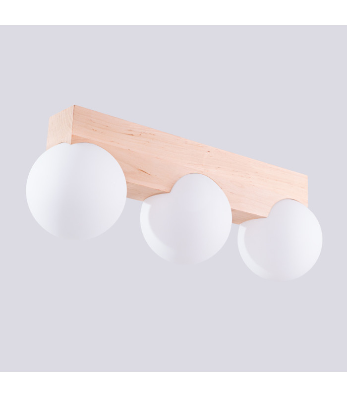 Bulbo Globe Ceiling Light Natural Wood White 3x G9-8