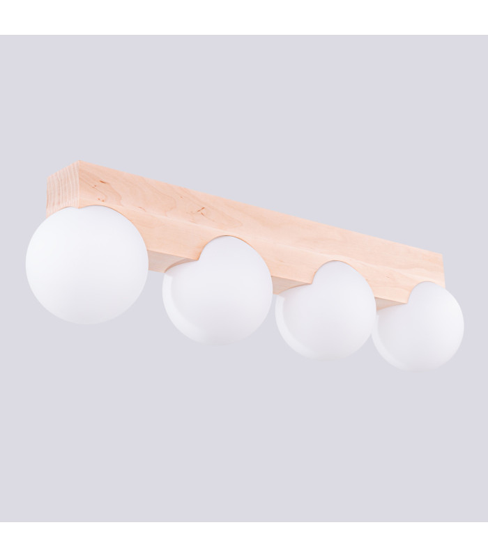 Bulbo Globe Ceiling Light Natural Wood White 4x G9-8