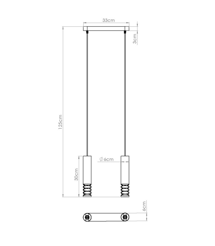 Lami Bar Pendant Ceiling Light White 2x GU10-9