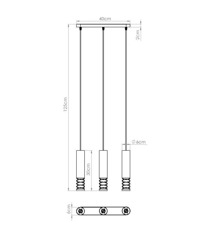 Lami Bar Pendant Ceiling Light White 3x GU10-8